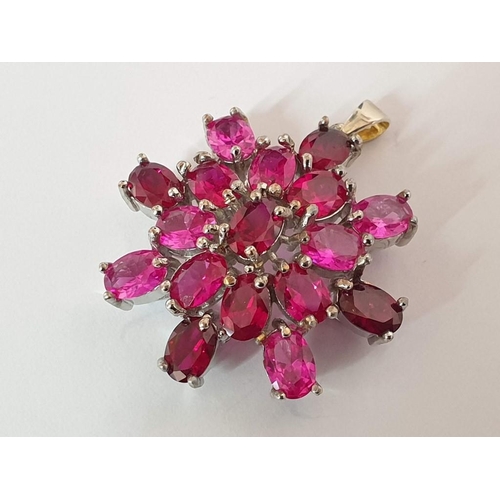 451 - Decorative Silver Colour Pendant with Ruby Colour Stones (Ø35mm)