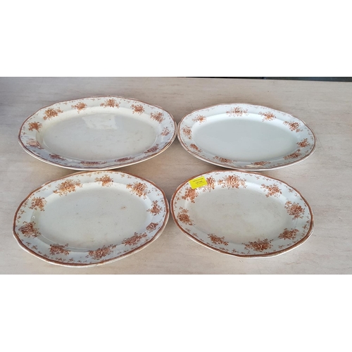 461 - Antique 'Edge Malkin & Co' Porcelain Tableware; Set of 4 x Oval Dishes, 3 x Large Round Plates and 2... 