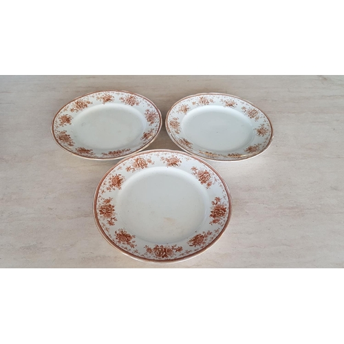 461 - Antique 'Edge Malkin & Co' Porcelain Tableware; Set of 4 x Oval Dishes, 3 x Large Round Plates and 2... 