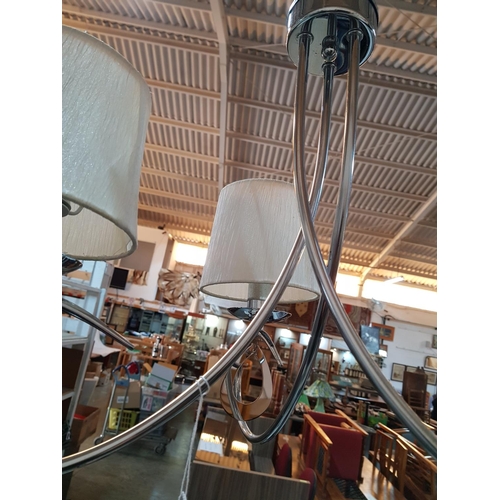 476 - Modern 3 - Lamp Chandelier Chrome & Fabric