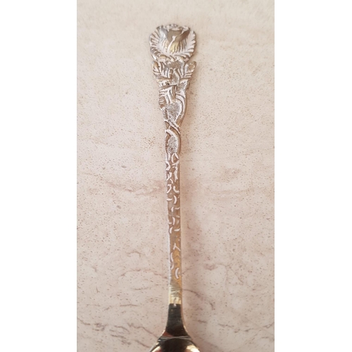 493 - Set of 6 x Silver (.800) Cake Forks with Decorative Handles with Floral Pattern