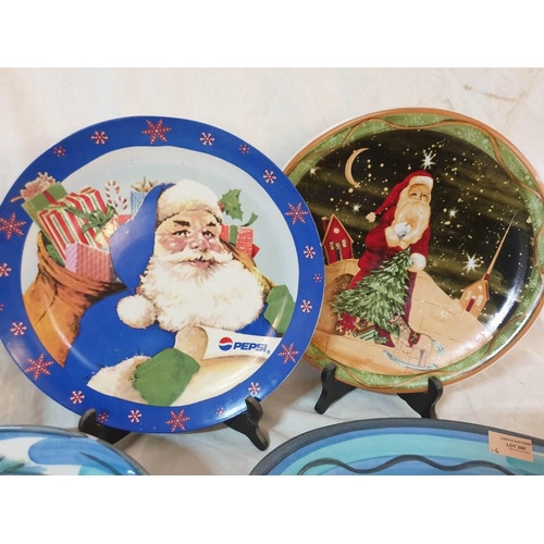 516 - Collection of Plates; Large Blue & White and Oval Dish, Pepsi, Santa Plate, Chicken Plate etc (6)