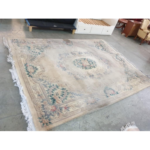 364 - Large Deep Pile Carpet Cream with Floral Pattern, (Approx. 340cm x 253cm)