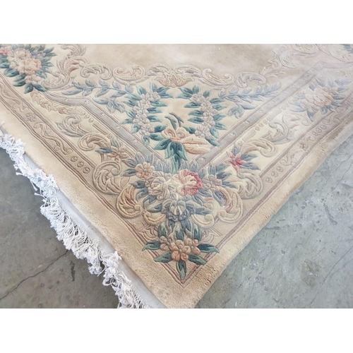 364 - Large Deep Pile Carpet Cream with Floral Pattern, (Approx. 340cm x 253cm)