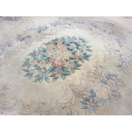 364 - Large Deep Pile Carpet Cream with Floral Pattern, (Approx. 340cm x 253cm)