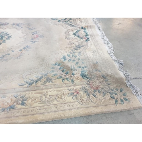 364 - Large Deep Pile Carpet Cream with Floral Pattern, (Approx. 340cm x 253cm)