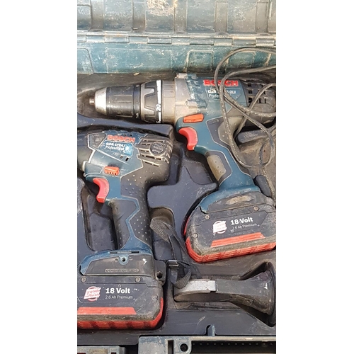 375 - Bosch 18Volt Battery Drills & Charger (1 x Model GSR18 VR-2LI and 1 x Model GDR18 VLI) *Working when... 