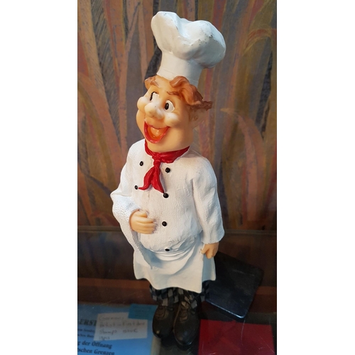 381 - Happy Chef (25cm) and Un Happy Waiter (23cm), Pair of Resin Figurines (2)