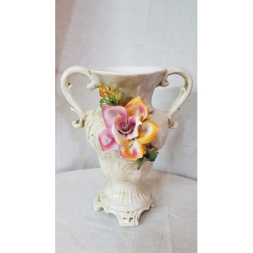 382 - Capodimonte Porcelain Vase and Jug with Floral Decoration (H:23cm and H:30cm), (2)