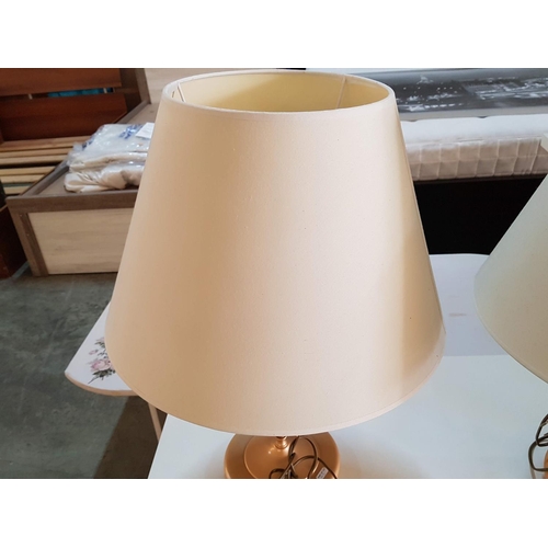 680 - Pair of Decorative Table Lamps - Gold Colour Base and Lamp Shade