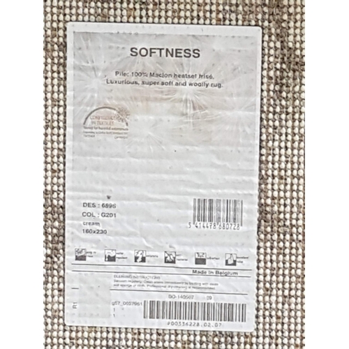 681 - Cream / Grey Softness Rug, Super Soft and Wooly Rug (160cm x 230cm)