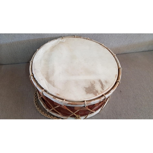 684 - Large Drum (Ø58cm W:25cm) Wood / Leather / Rope (A/F)