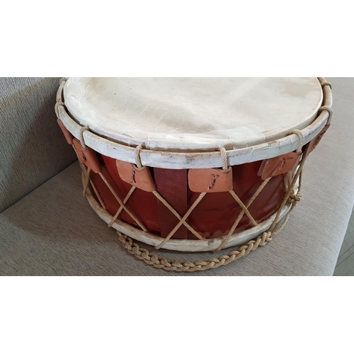 684 - Large Drum (Ø58cm W:25cm) Wood / Leather / Rope (A/F)