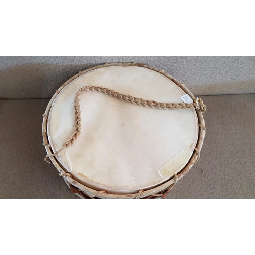 684 - Large Drum (Ø58cm W:25cm) Wood / Leather / Rope (A/F)