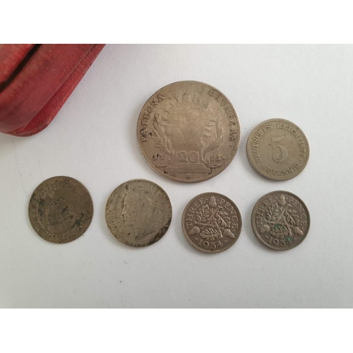 10 - Small Collection of Silver Coins; 2 x 1934 Three Pence, 1781 20 Kreuzer, Copper - Nickel 1876, 5 - P... 