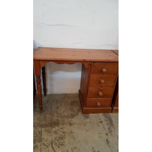 134 - Small Wooden Dressing Table with 4 - Drawers, Stool and Small Mirror (Dressing Table 98cm x 45cm x 7... 