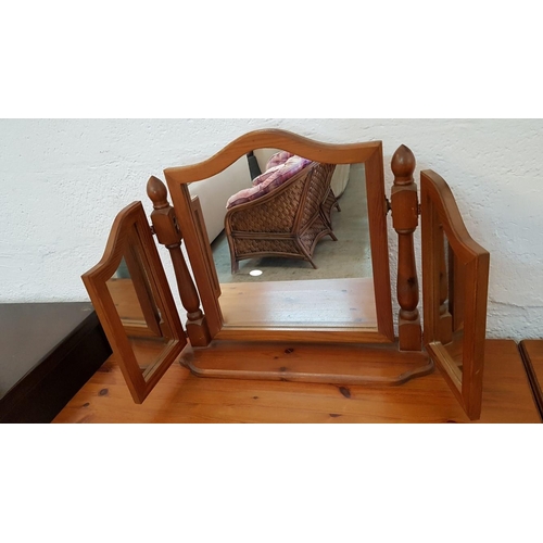 134 - Small Wooden Dressing Table with 4 - Drawers, Stool and Small Mirror (Dressing Table 98cm x 45cm x 7... 