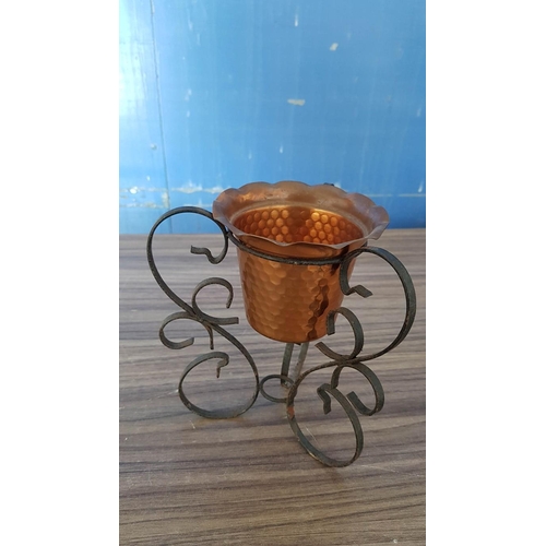 171 - Metal Art; Mini Plant Pot, Mini Wall Plaque and Other