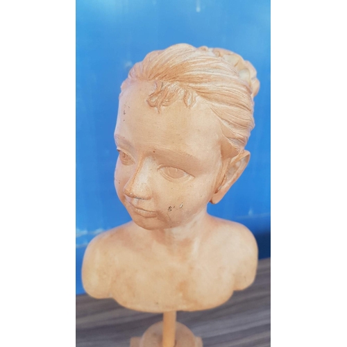 179 - Bust of a Young Woman Girl (Bust H:17cm, Bust with Base H:39cm)