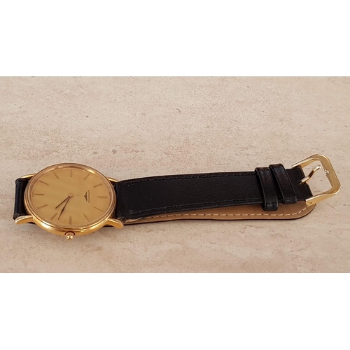 182 - Vintage Longines Men's Watch, Gold Plated Case with Stainless Steel Back on Black Leather Strap (Mod... 