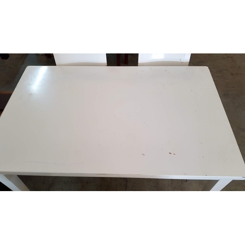 198 - White Finishes Kitchen Table with 4 x Matching White Chairs (A/F)  (Table 85cm x 135cm x 78cm)