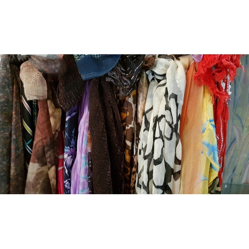 205 - Collection of 25 x Scarves in Various Colours, Fabric Style (25)