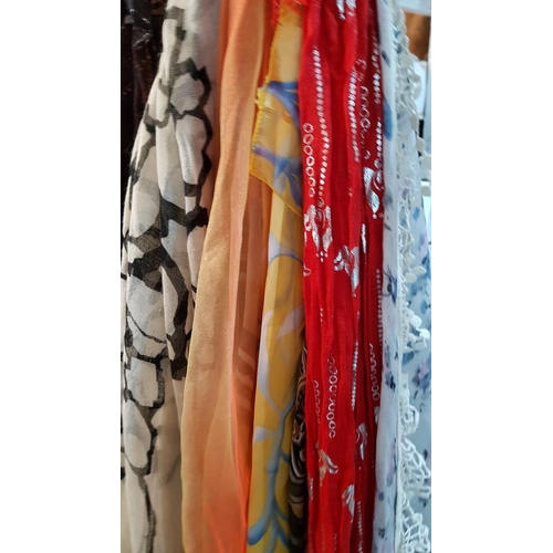 205 - Collection of 25 x Scarves in Various Colours, Fabric Style (25)