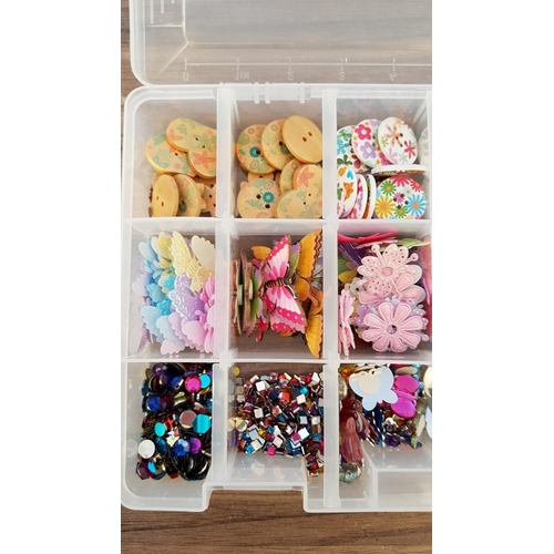 217 - Hand Craft Accessories (Quantity of Buttons, Sequins, and Others in Plastic Holder / Storage)