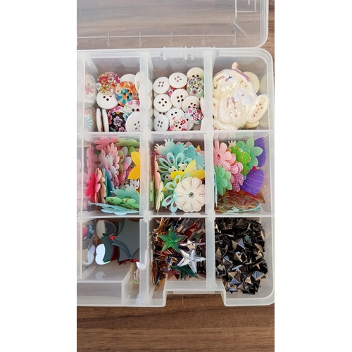 217 - Hand Craft Accessories (Quantity of Buttons, Sequins, and Others in Plastic Holder / Storage)