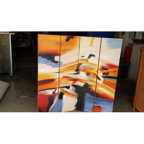 248 - Hand Painted by Local Artist Screen (H:121cm x L:120cm, 30cm each)