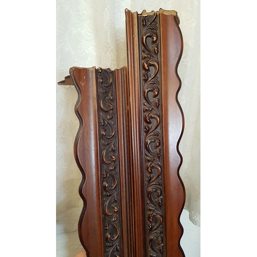 249 - 3 x Large Carved Decorative Wooden Window Curtain Casements (with One Curtain) (151cm and 152cm and ... 