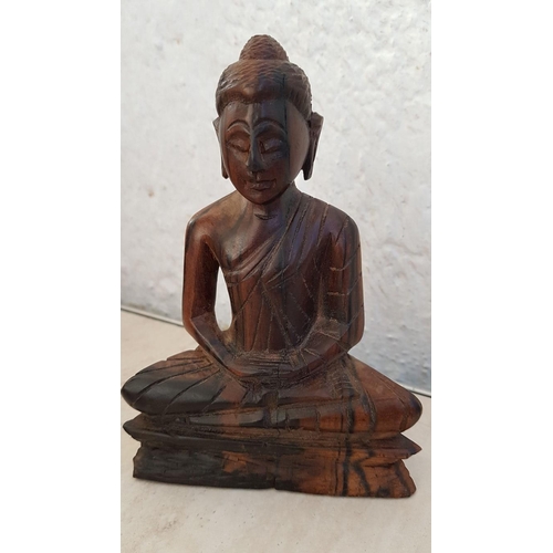 301 - Buddha H;15.5cm & Wooden Box 14.5x13x7.5cm