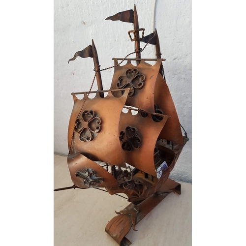 306 - Copper Sail Ship Model (Approx H:54cm x w:37cm)