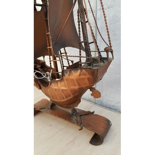 306 - Copper Sail Ship Model (Approx H:54cm x w:37cm)