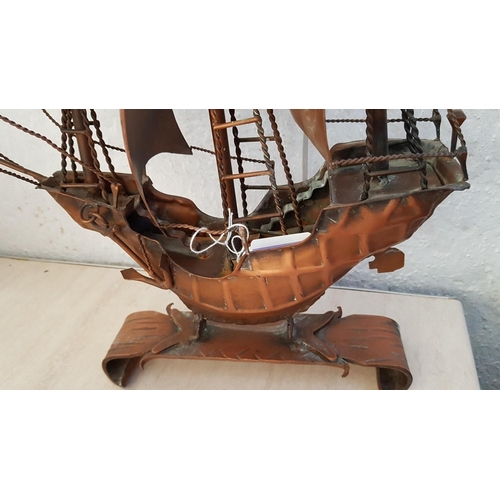 306 - Copper Sail Ship Model (Approx H:54cm x w:37cm)