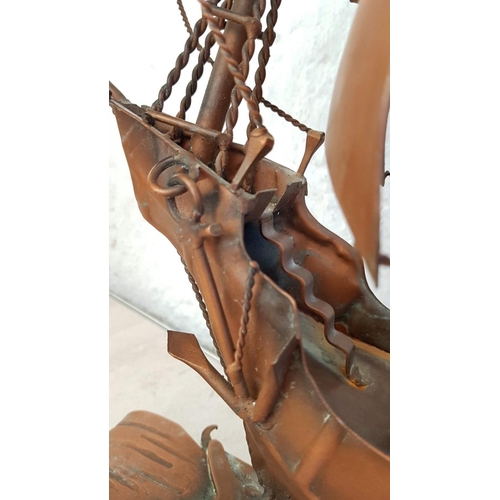 306 - Copper Sail Ship Model (Approx H:54cm x w:37cm)