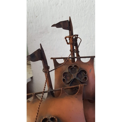 306 - Copper Sail Ship Model (Approx H:54cm x w:37cm)