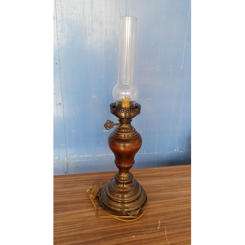 323 - Vintage Style Tall Table Lamp Metal / Wood / Glass Missing Shade (H:66cm) (Un-Tested)