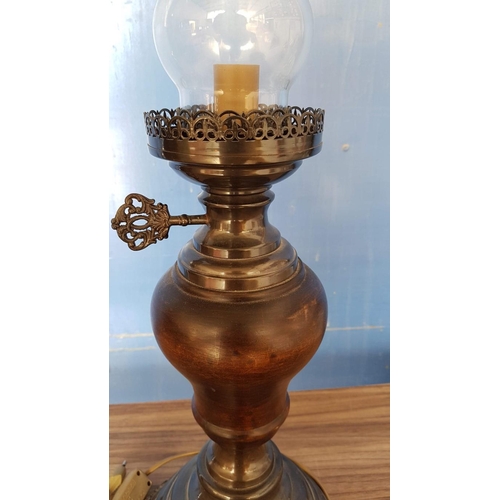 323 - Vintage Style Tall Table Lamp Metal / Wood / Glass Missing Shade (H:66cm) (Un-Tested)