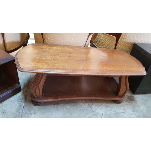 336 - Vintage Style Coffee Table with Carved Leg Pattern with Shaped Edging on top and Curved Bottom Shelf... 