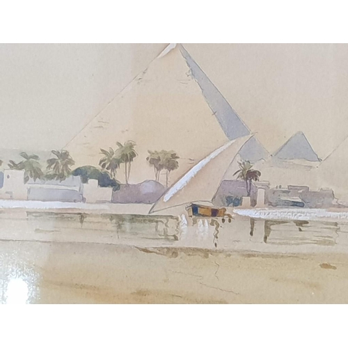 390 - Set of 3 x Original Water Colours of Egypt / Middle East Scenes, Signed 