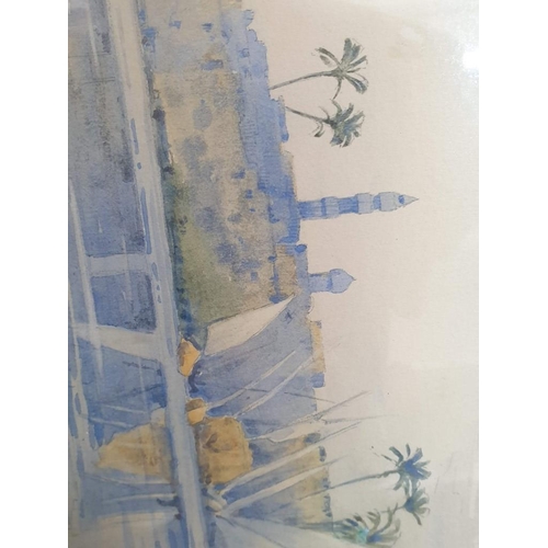 390 - Set of 3 x Original Water Colours of Egypt / Middle East Scenes, Signed 