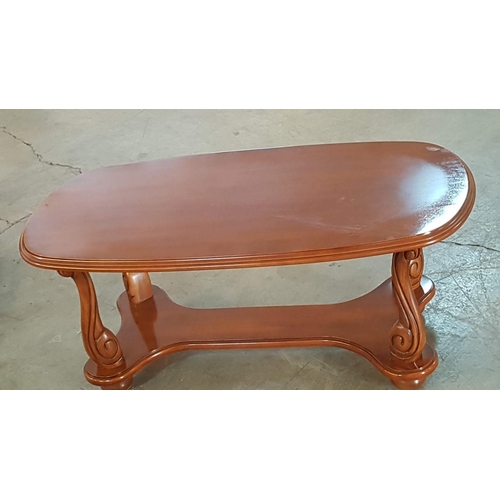 92 - Vintage / Classical Style Coffee & Side Table Set; Oval Shaped Coffee Table (100cm x 54cm x 43cm) To... 