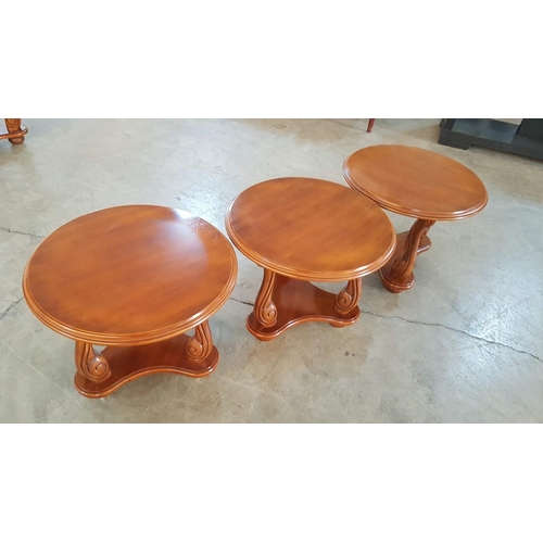 92 - Vintage / Classical Style Coffee & Side Table Set; Oval Shaped Coffee Table (100cm x 54cm x 43cm) To... 