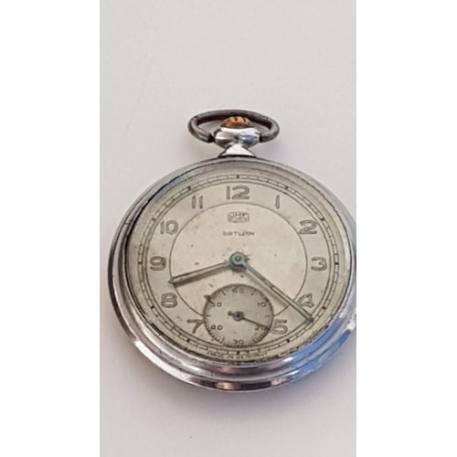 Vintage UMF Ruhla Saturn WW2 Military Pocket Watch, Made in Germany