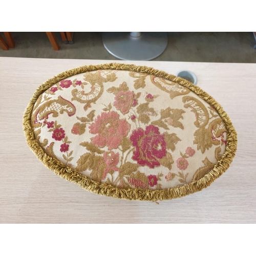 117 - Vintage Oval Shape Embroidered Footstool 
