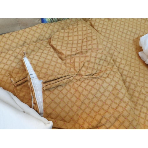 233 - Assorted Curtains, Blinds etc; 
2 x Silk Green & Gold Roman Blinds (130cm x 168cm) 1 x Gold 7 Red Li... 