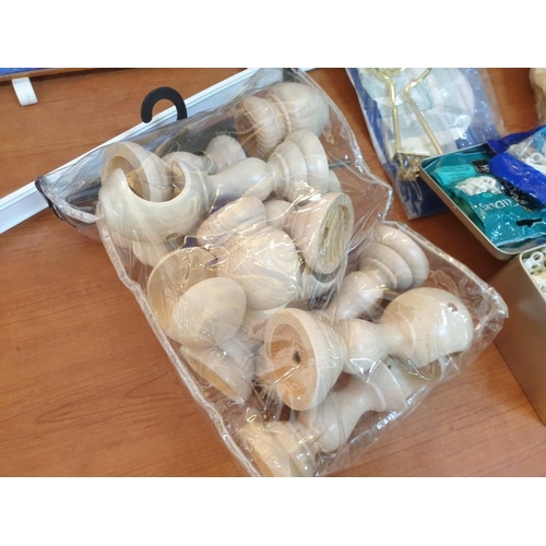 234 - Ashwood Curtain Rings (x40) & Pole Holders (x9) Knob Ens (x2) Silk Tie Backs (x6) Valance Creator (x... 