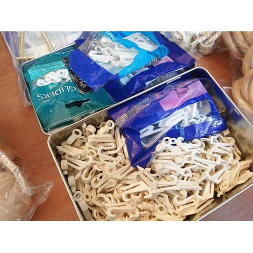 234 - Ashwood Curtain Rings (x40) & Pole Holders (x9) Knob Ens (x2) Silk Tie Backs (x6) Valance Creator (x... 