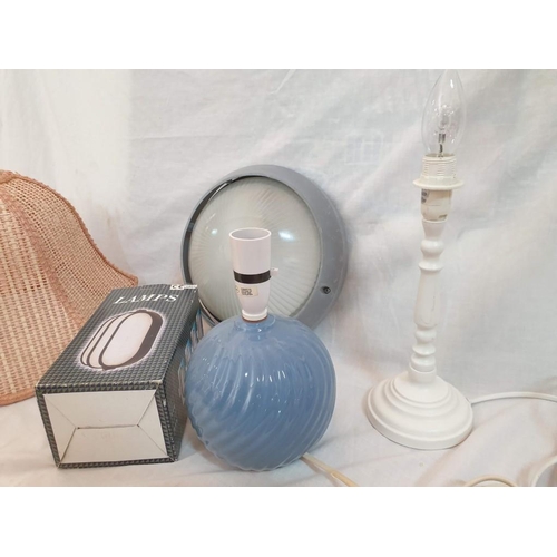 241 - 2 x Exterior Light Fittings, 2 x Table Lamps, Pink Shade